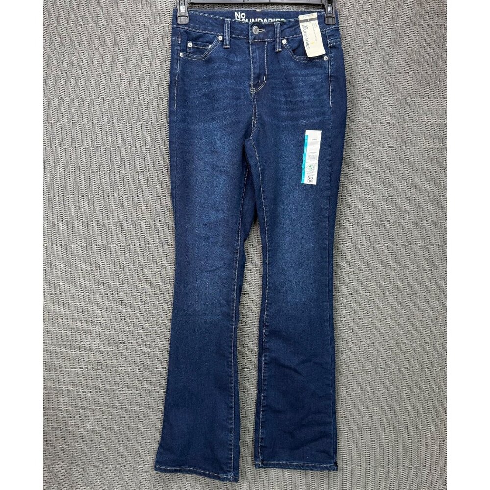 No Boundaries Womens Size 2 Blue Mid Rise Bootcut Jeans Dark Wash